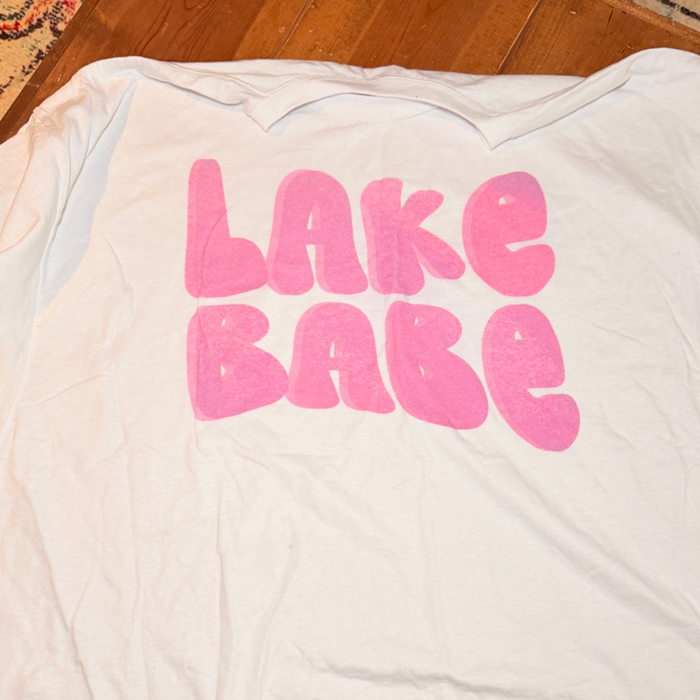 White T-Shirt with Pink Graphic